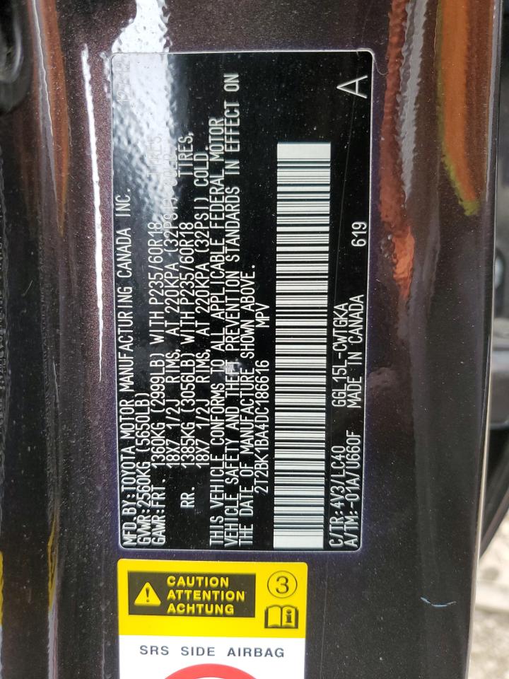 2013 Lexus Rx 350 Base VIN: 2T2BK1BA4DC186616 Lot: 63773124