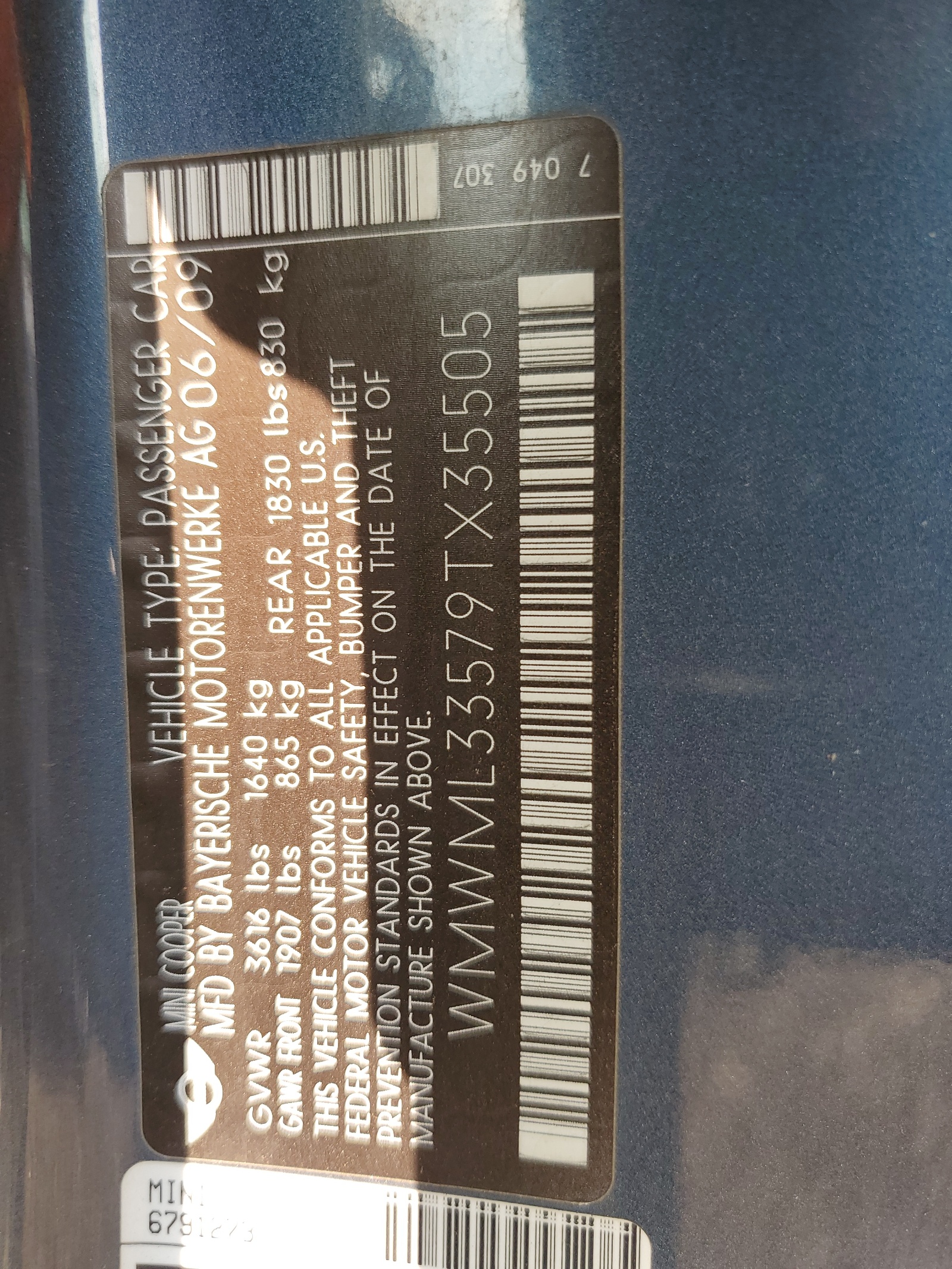 WMWML33579TX35505 2009 Mini Cooper Clubman