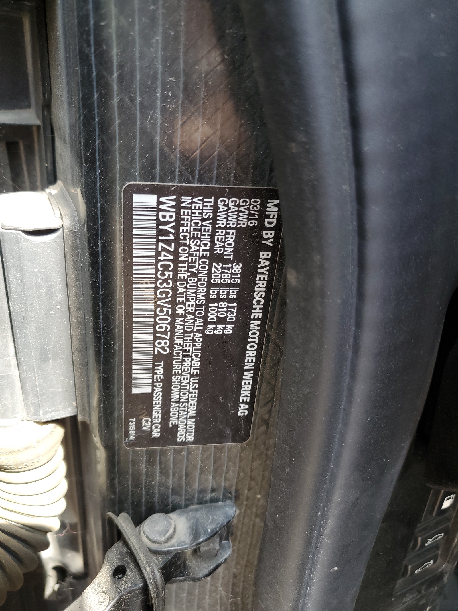 WBY1Z4C53GV506782 2016 BMW I3 Rex