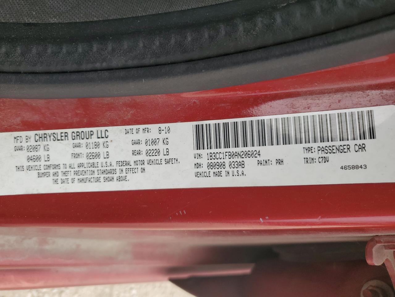 2010 Dodge Avenger Express VIN: 1B3CC1FB0AN206024 Lot: 63550434