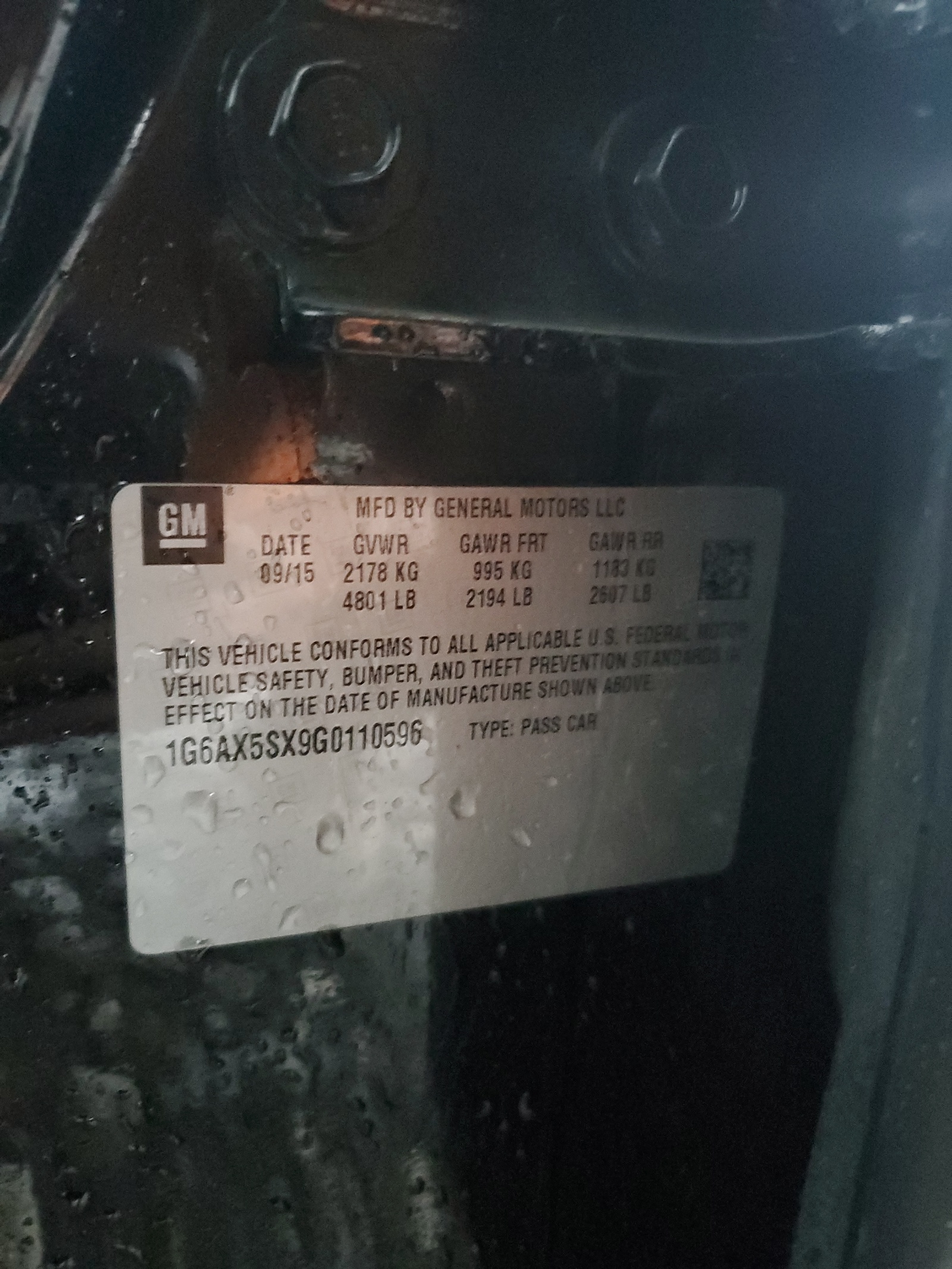 1G6AX5SX9G0110596 2016 Cadillac Cts Luxury Collection