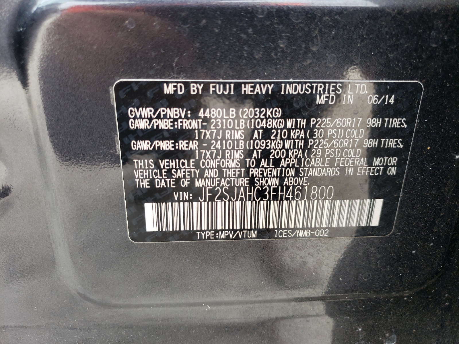 JF2SJAHC3FH461800 2015 Subaru Forester 2.5I Limited