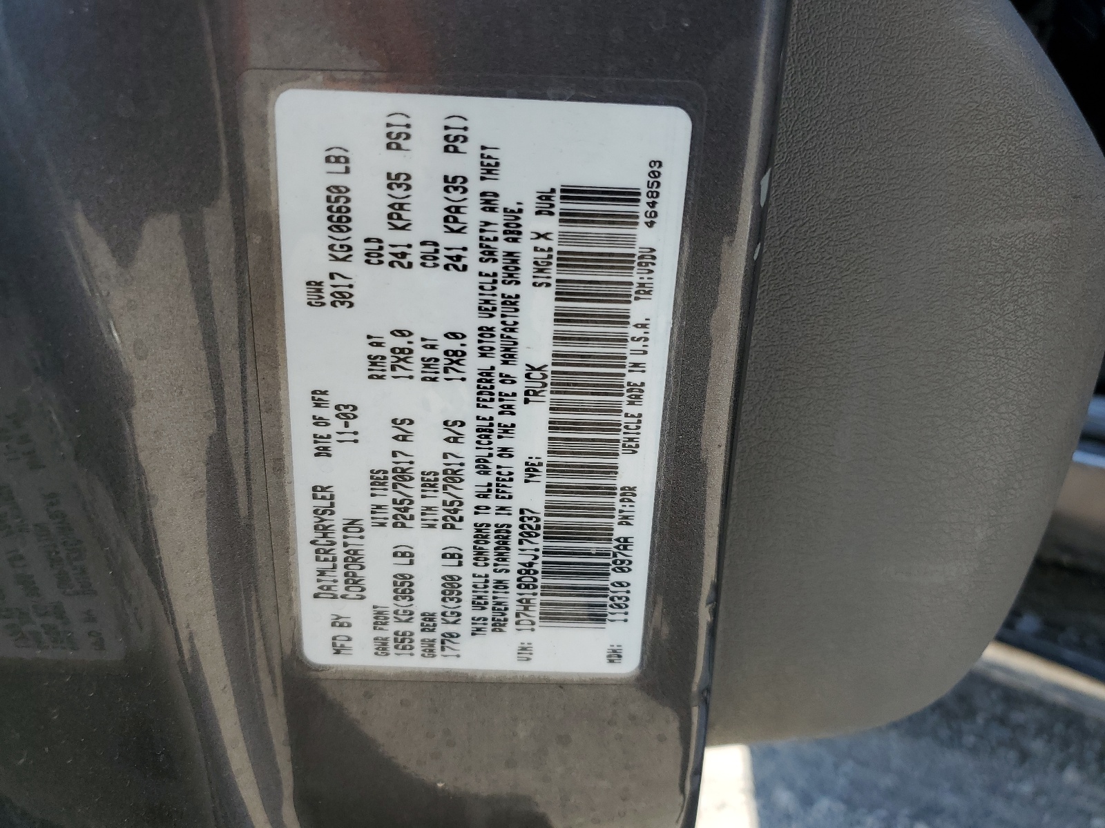 1D7HA18D84J170237 2004 Dodge Ram 1500 St