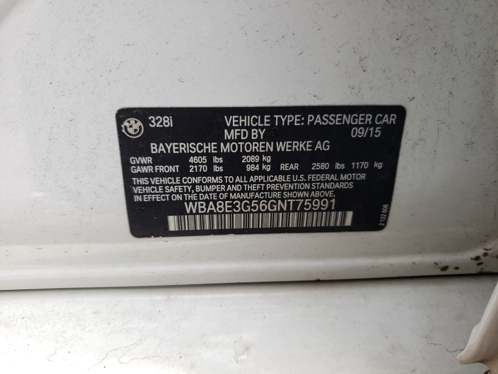 WBA8E3G56GNT75991 2016 BMW 328 Xi Sulev