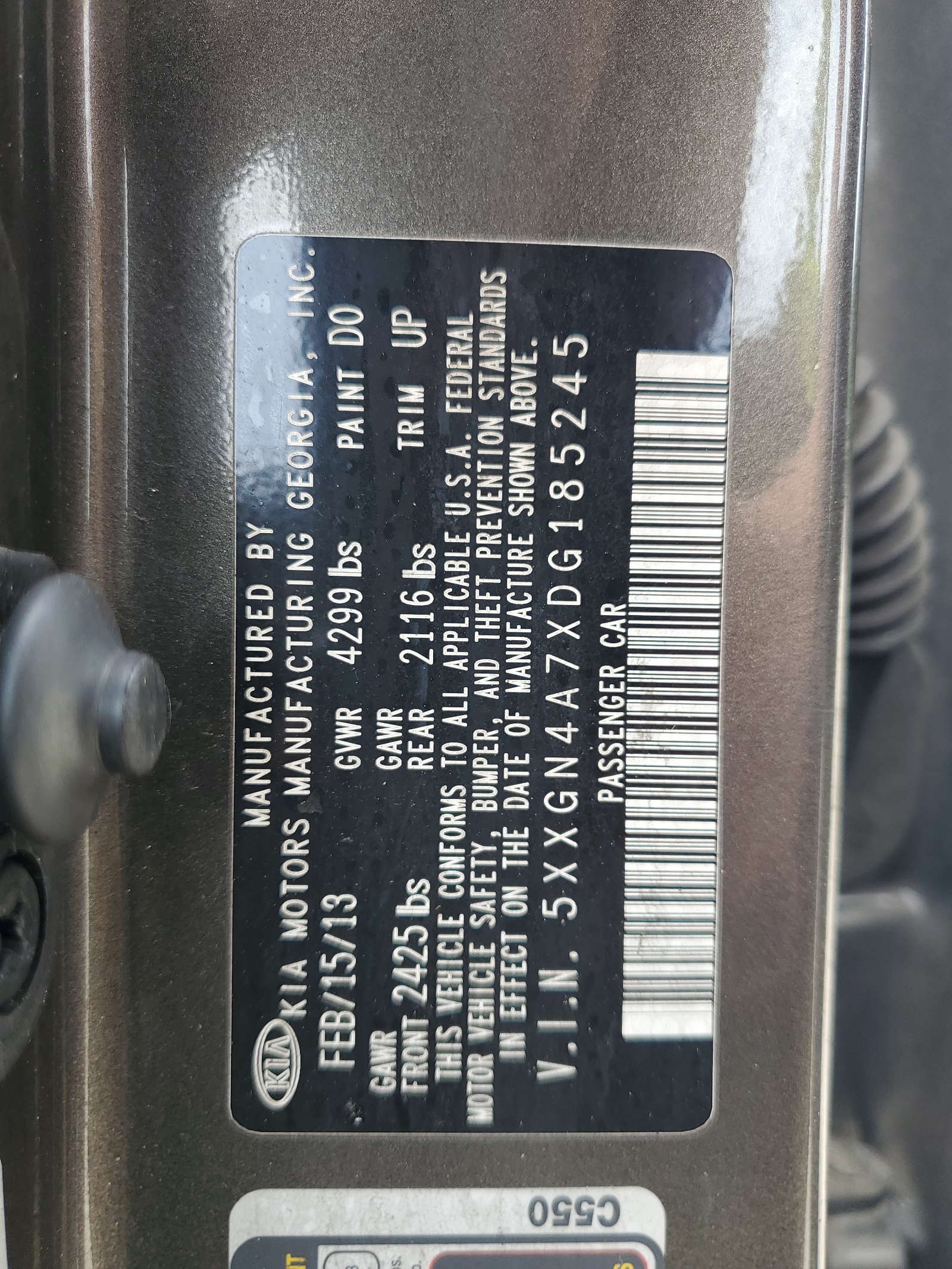 5XXGN4A7XDG185245 2013 Kia Optima Ex