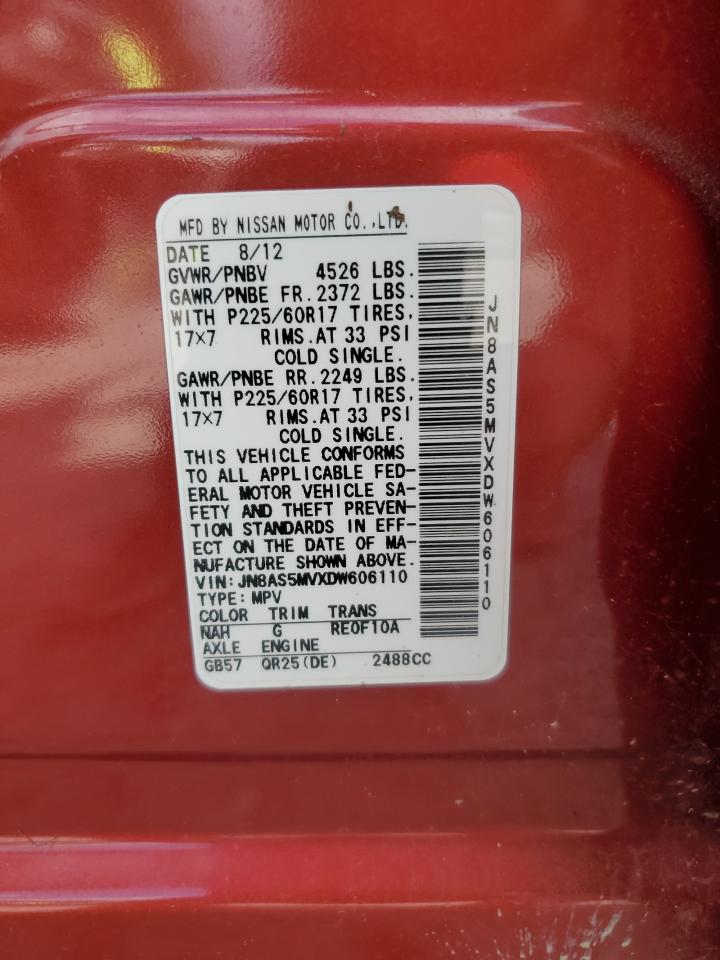 2013 Nissan Rogue S VIN: JN8AS5MVXDW606110 Lot: 64556274