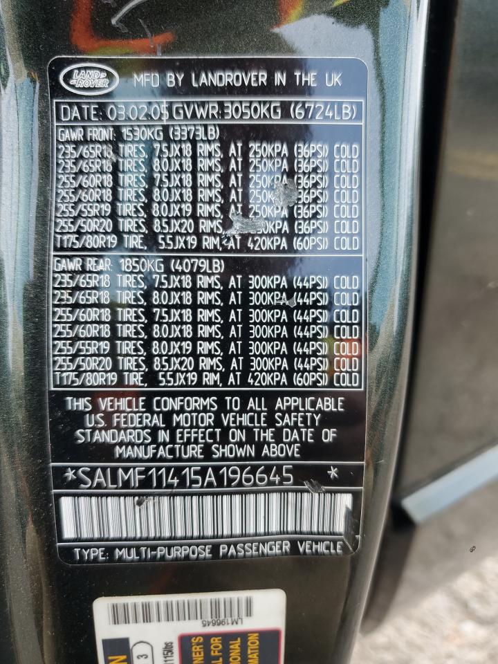 2005 Land Rover Range Rover Hse VIN: SALMF11415A196645 Lot: 63752534