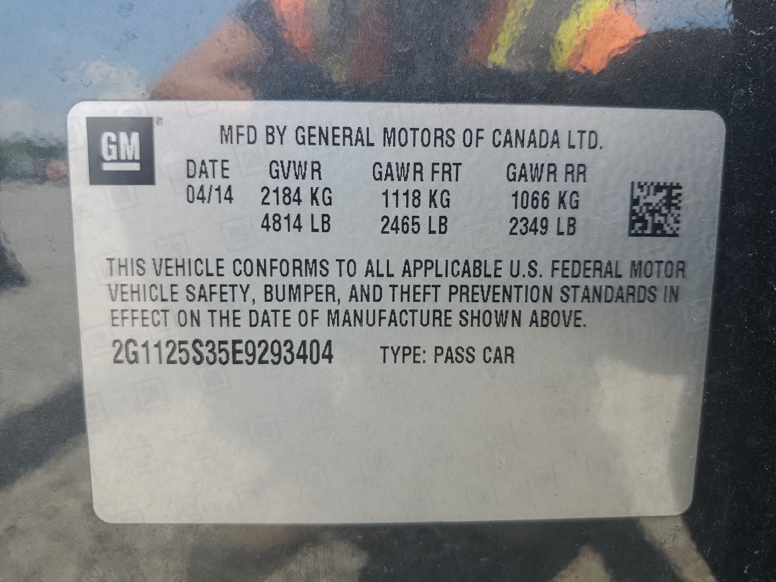 2G1125S35E9293404 2014 Chevrolet Impala Lt