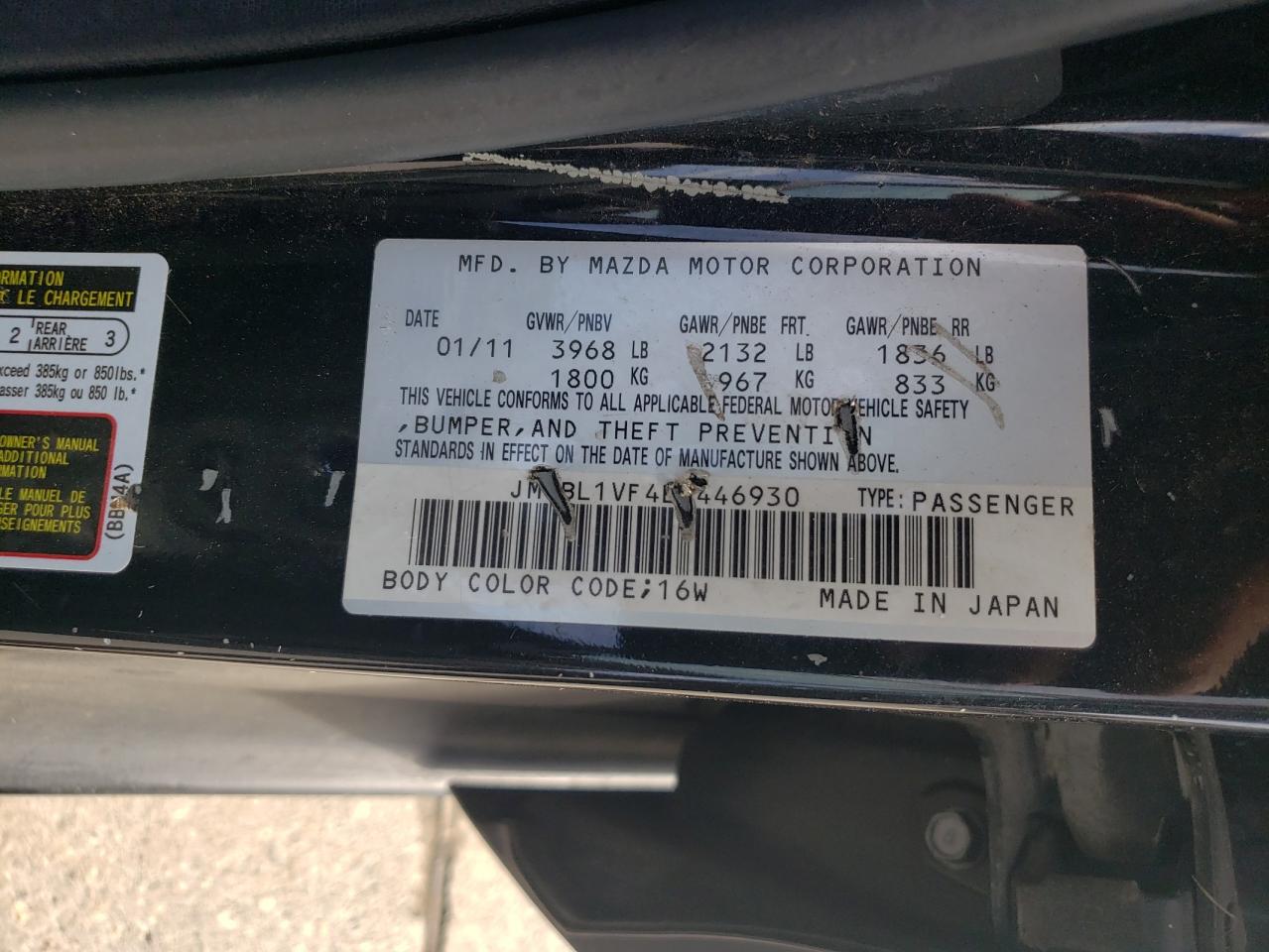 2011 Mazda 3 I VIN: JM1BL1VF4B1446930 Lot: 64357004