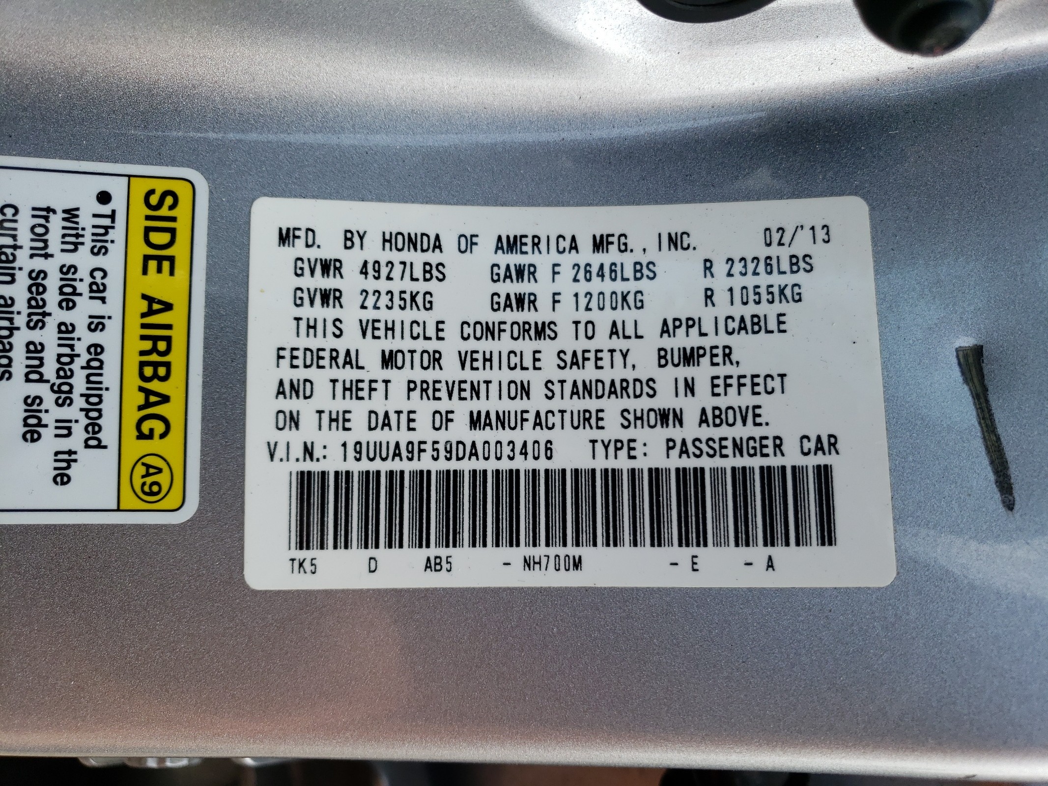 19UUA9F59DA003406 2013 Acura Tl Tech