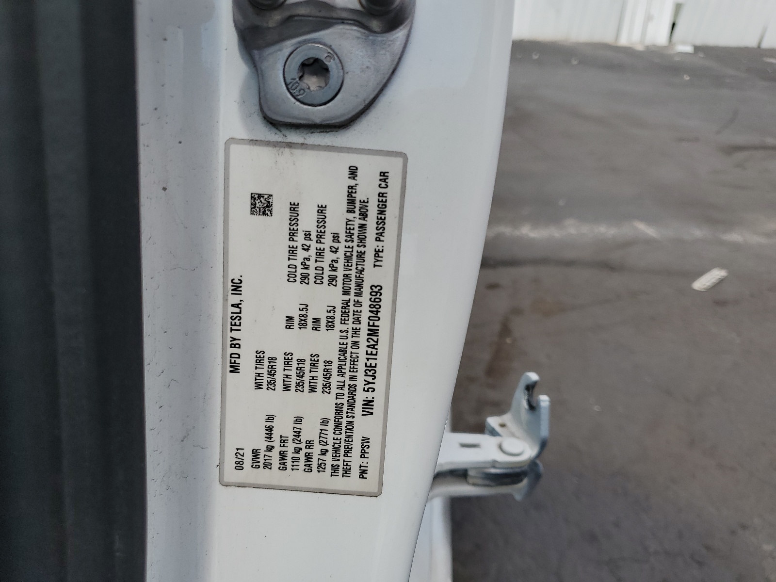 5YJ3E1EA2MF048693 2021 Tesla Model 3