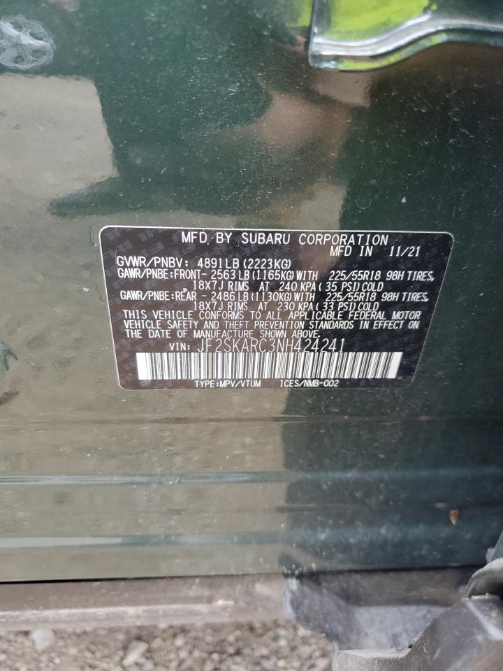 2022 Subaru Forester Touring VIN: JF2SKARC3NH424241 Lot: 61163014