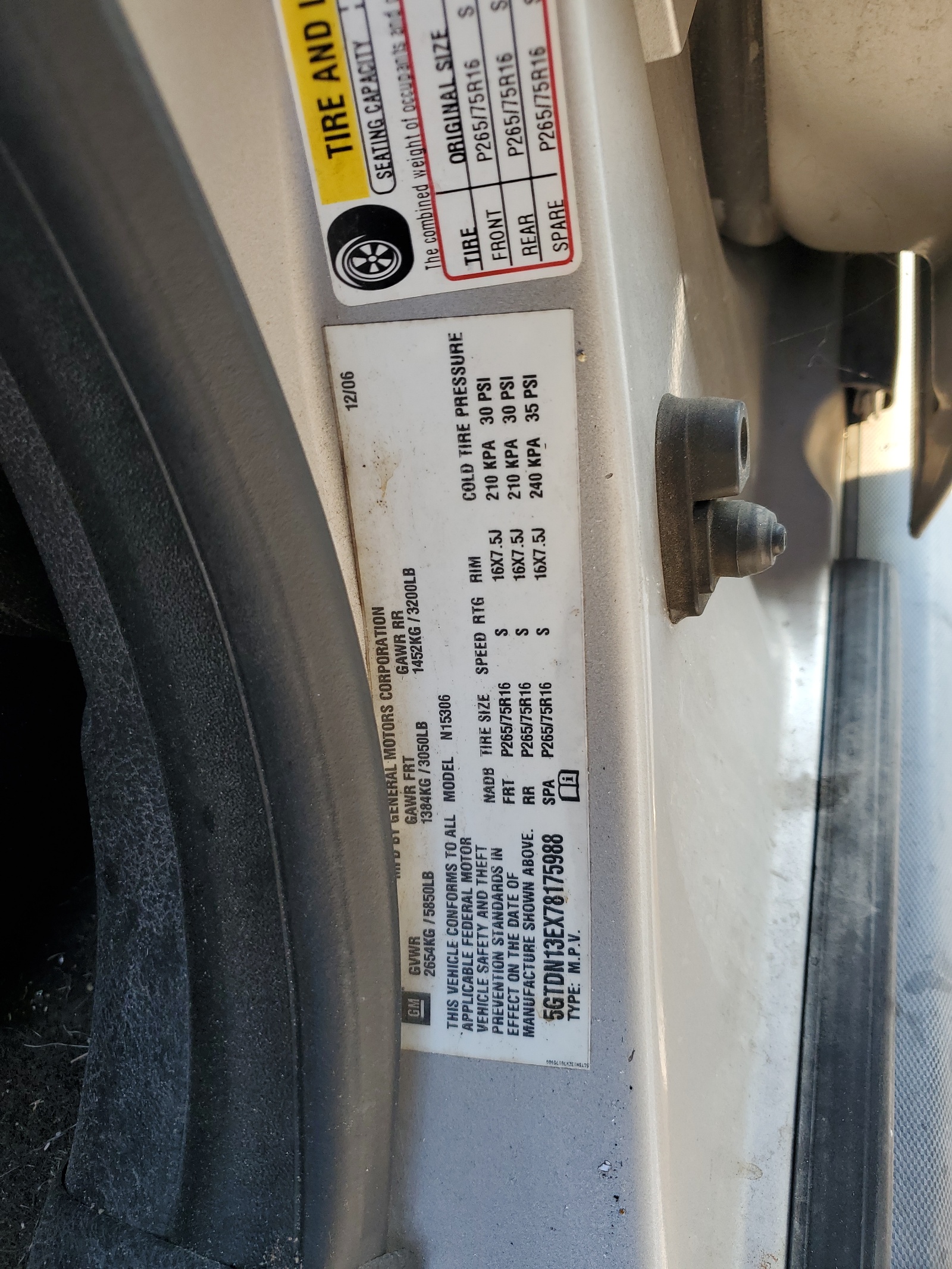 5GTDN13EX78175988 2007 Hummer H3