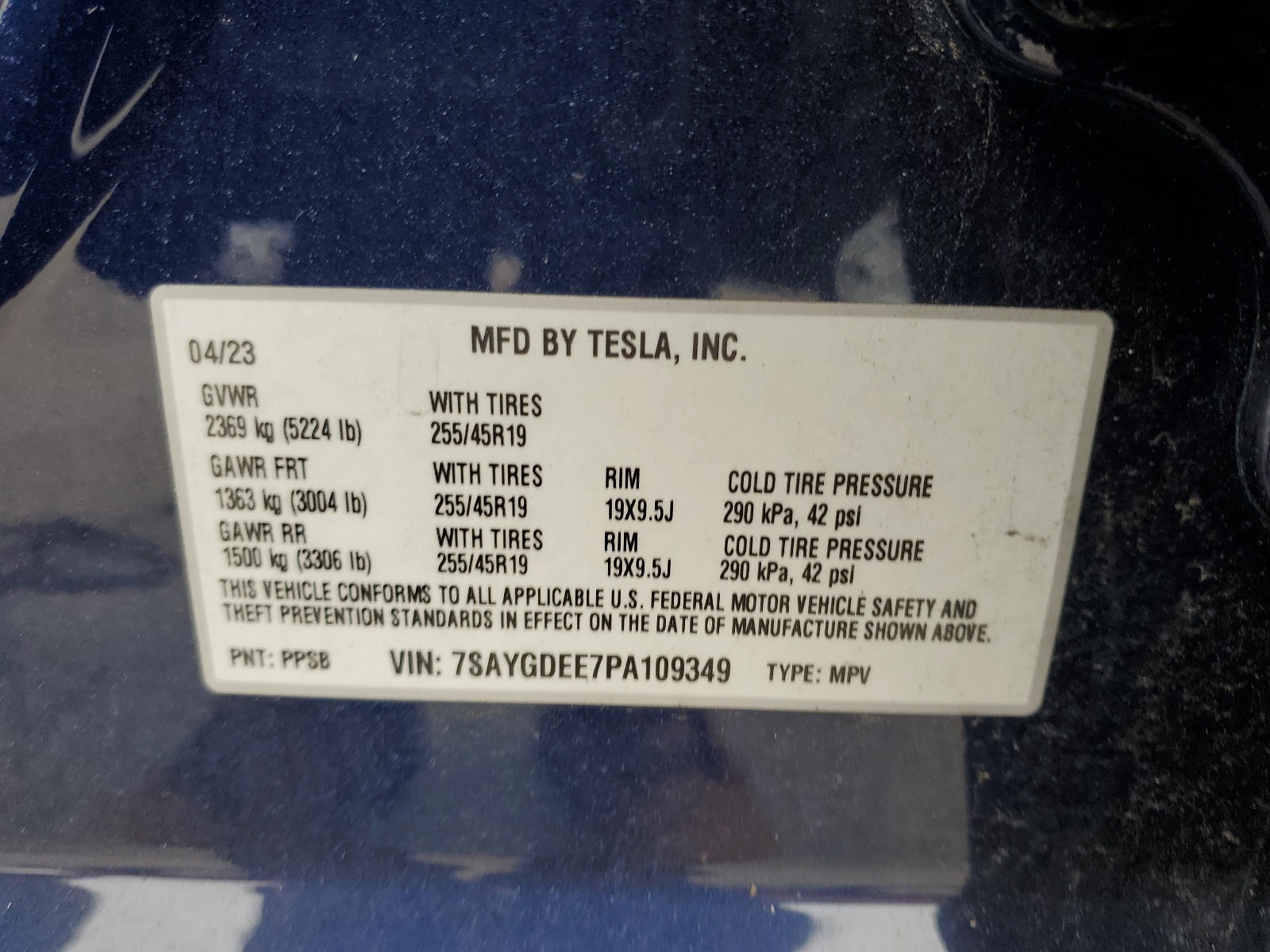 7SAYGDEE7PA109349 2023 Tesla Model Y