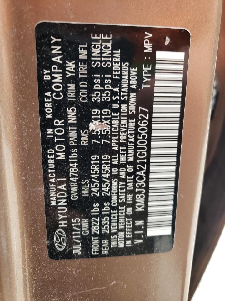 2016 Hyundai Tucson Limited VIN: KM8J3CA21GU050627 Lot: 63760224