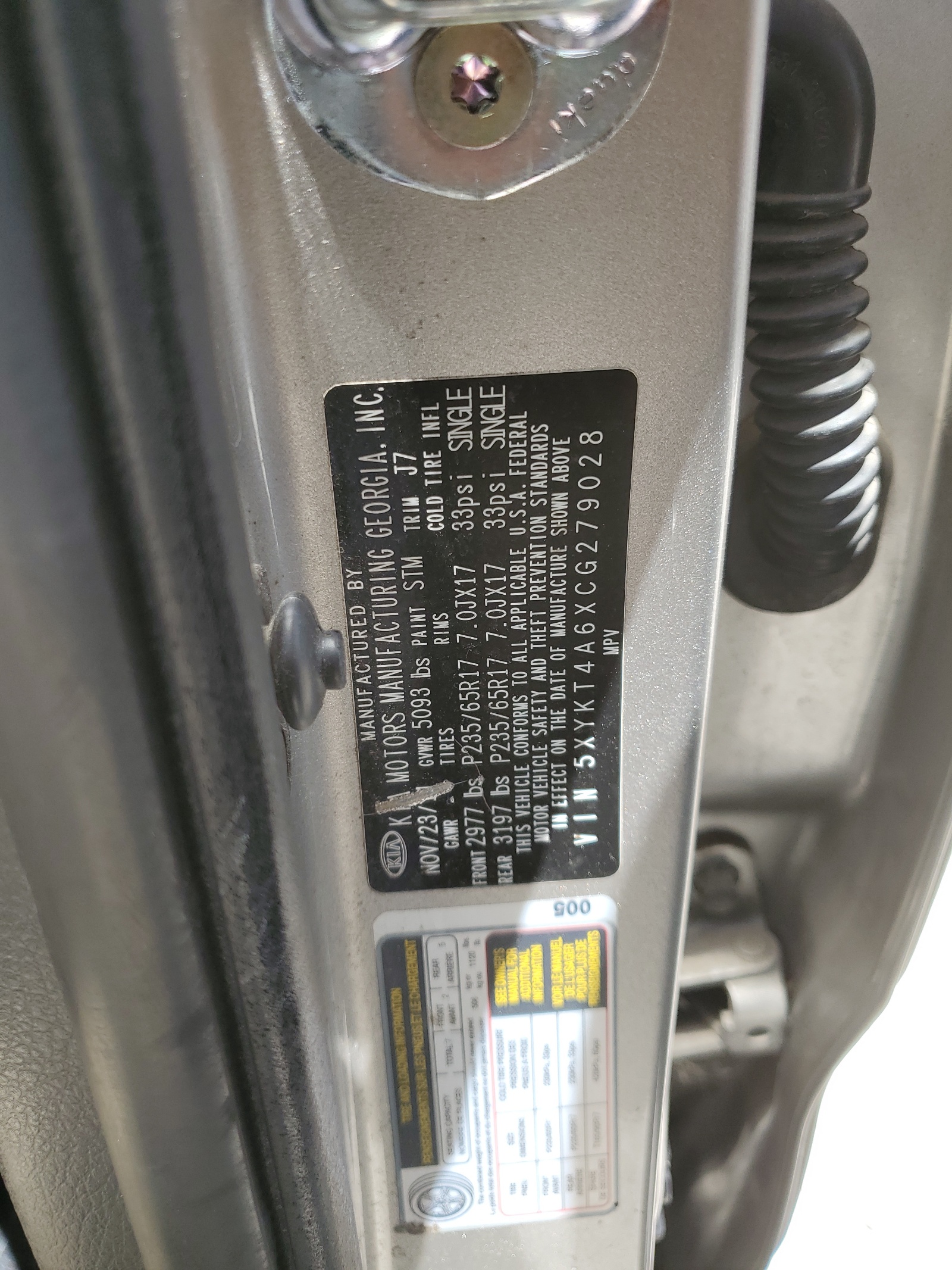 5XYKT4A6XCG279028 2012 Kia Sorento Base