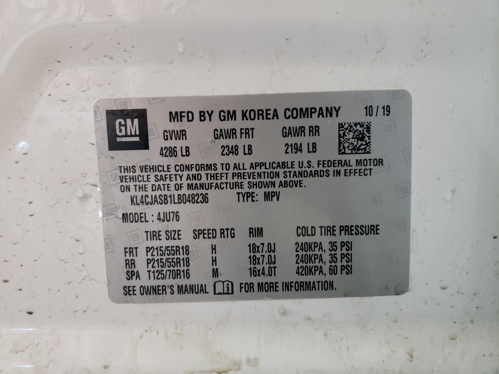 KL4CJASB1LB048236 2020 Buick Encore Preferred