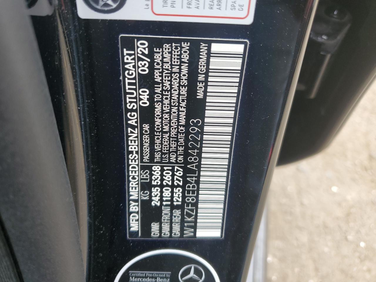 2020 Mercedes-Benz E 350 4Matic VIN: W1KZF8EB4LA842293 Lot: 63528644