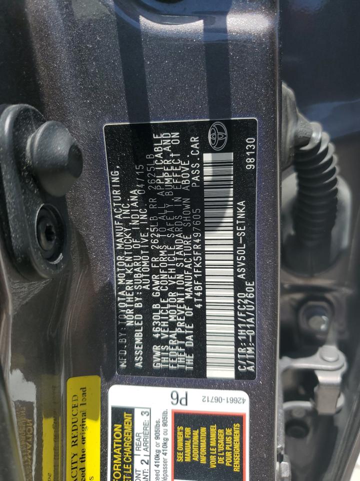 4T4BF1FK5FR497605 2015 TOYOTA CAMRY - Image 12