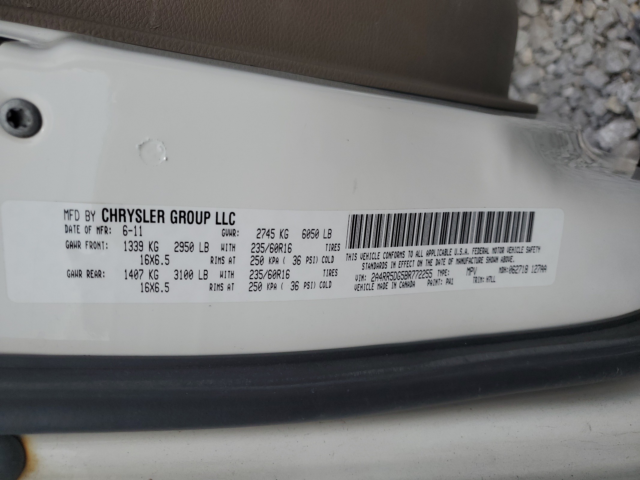 2A4RR5DG5BR772255 2011 Chrysler Town & Country Touring