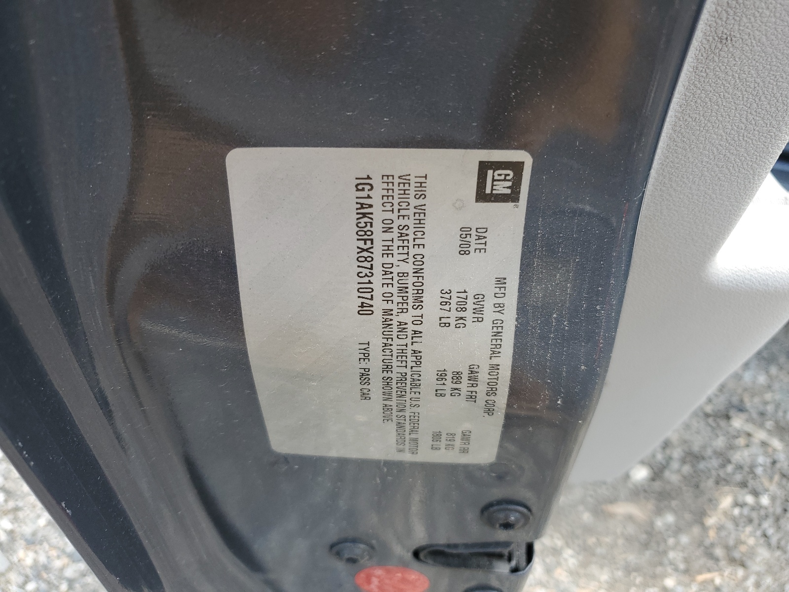 1G1AK58FX87310740 2008 Chevrolet Cobalt Ls