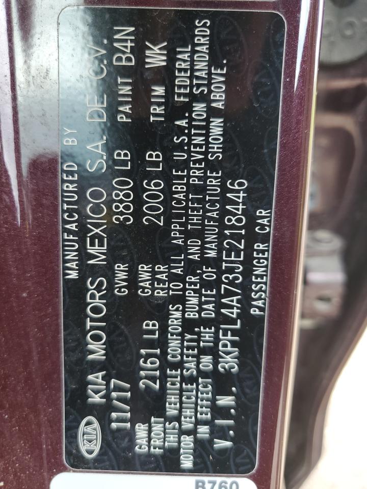 2018 Kia Forte Lx VIN: 3KPFL4A73JE218446 Lot: 63314134