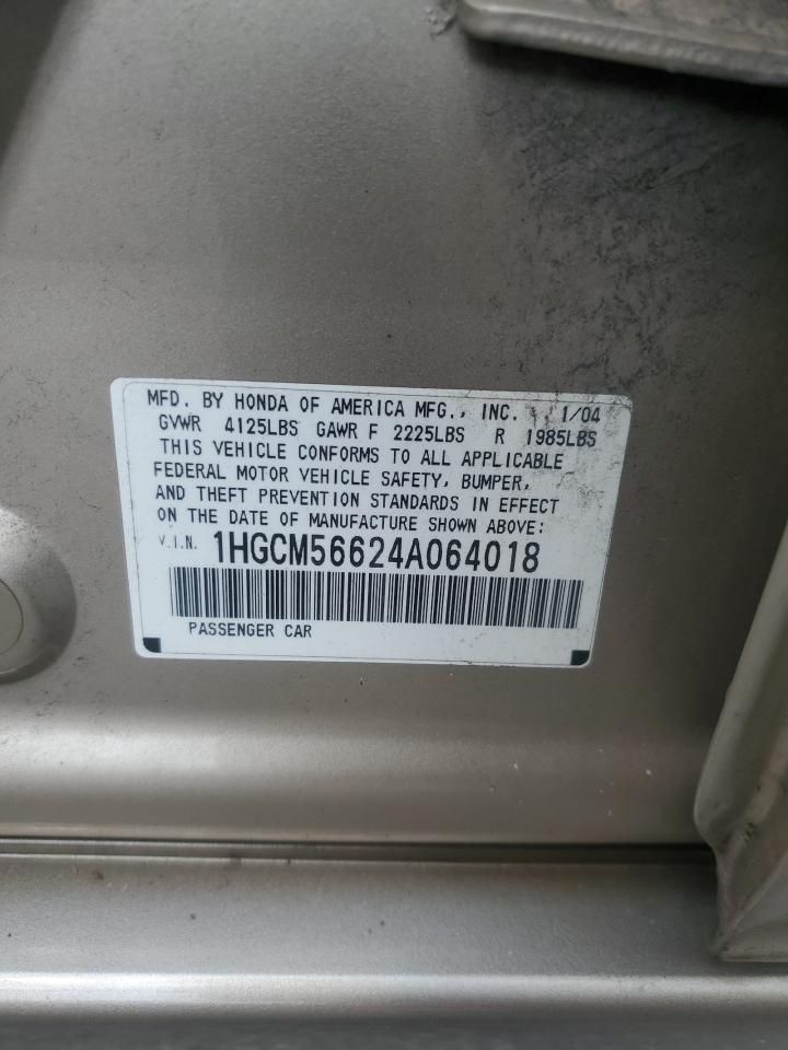 2004 Honda Accord Ex VIN: 1HGCM56624A064018 Lot: 64391654
