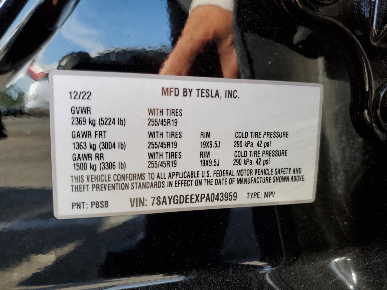 2023 Tesla Model Y VIN: 7SAYGDEEXPA043959 Lot: 62870074