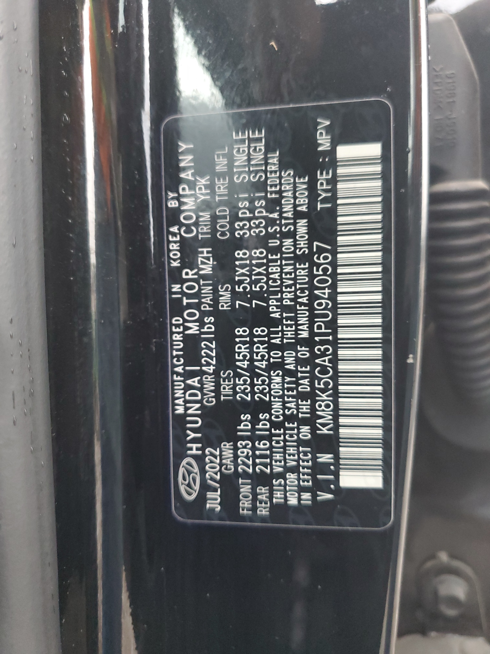 KM8K5CA31PU940567 2023 Hyundai Kona Limited