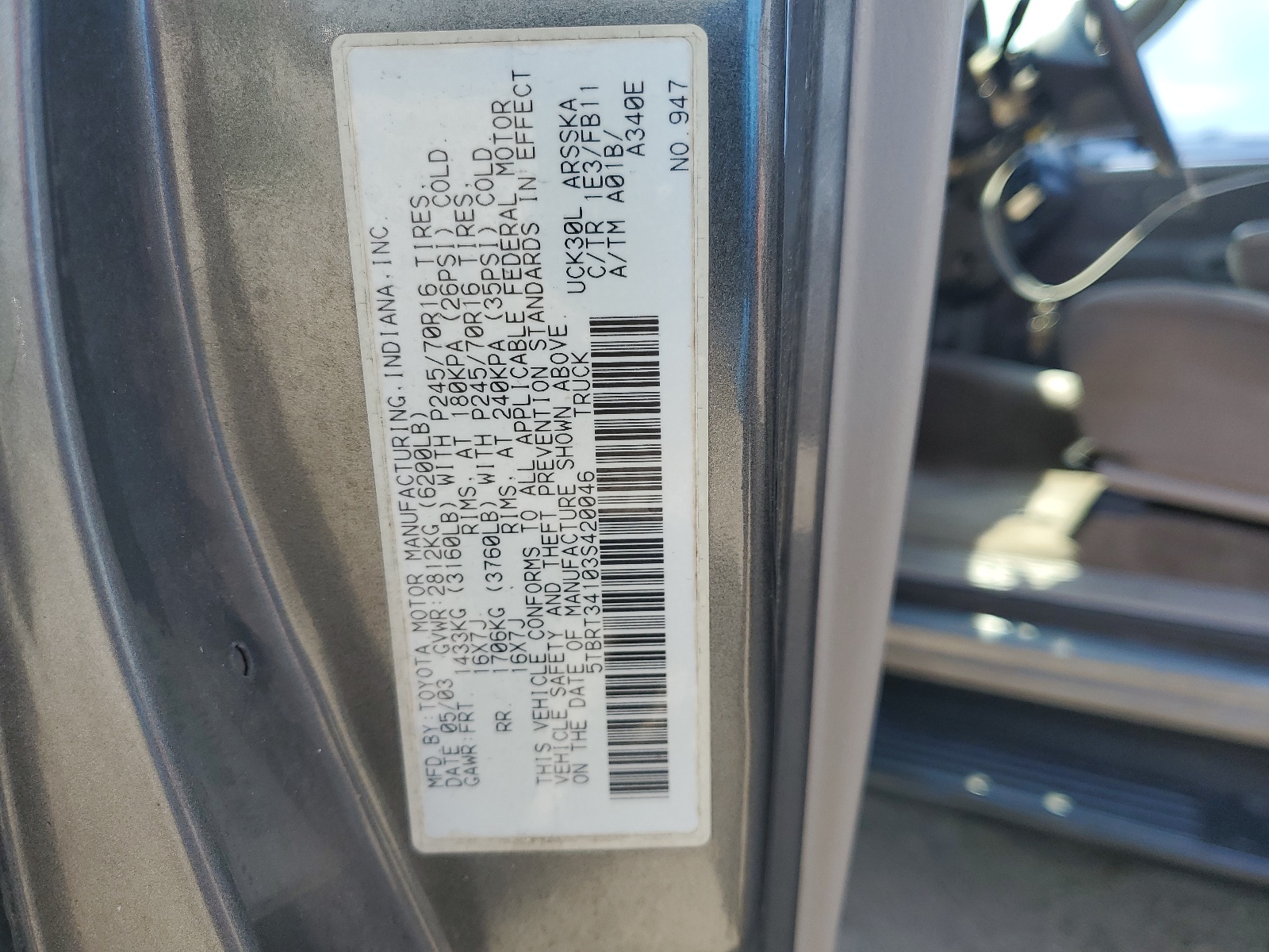 5TBRT34103S420046 2003 Toyota Tundra Access Cab Sr5