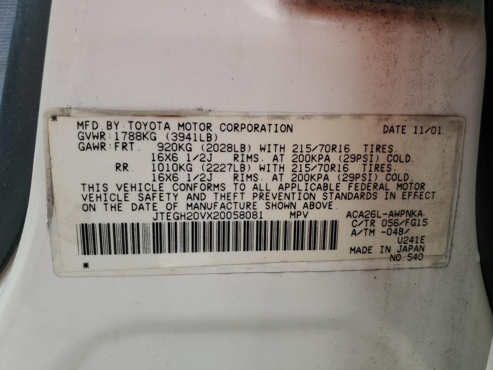 JTEGH20VX20058081 2002 Toyota Rav4