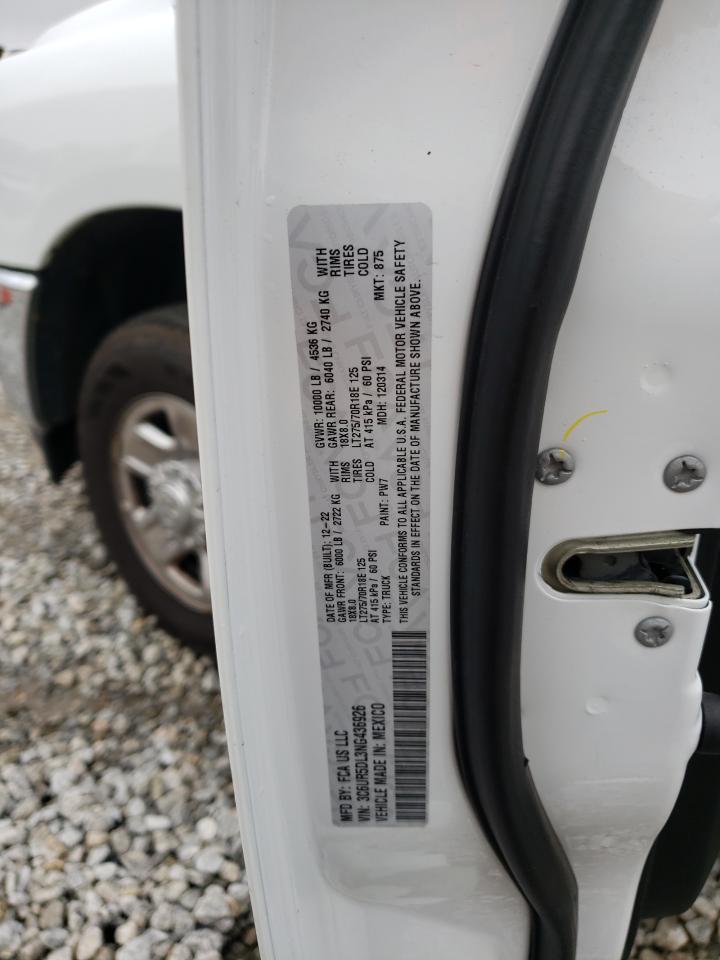 2022 Ram 2500 Big Horn/Lone Star VIN: 3C6UR5DL3NG436926 Lot: 64356884