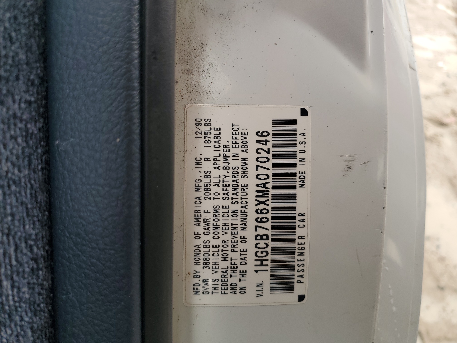 1HGCB766XMA070246 1991 Honda Accord Ex