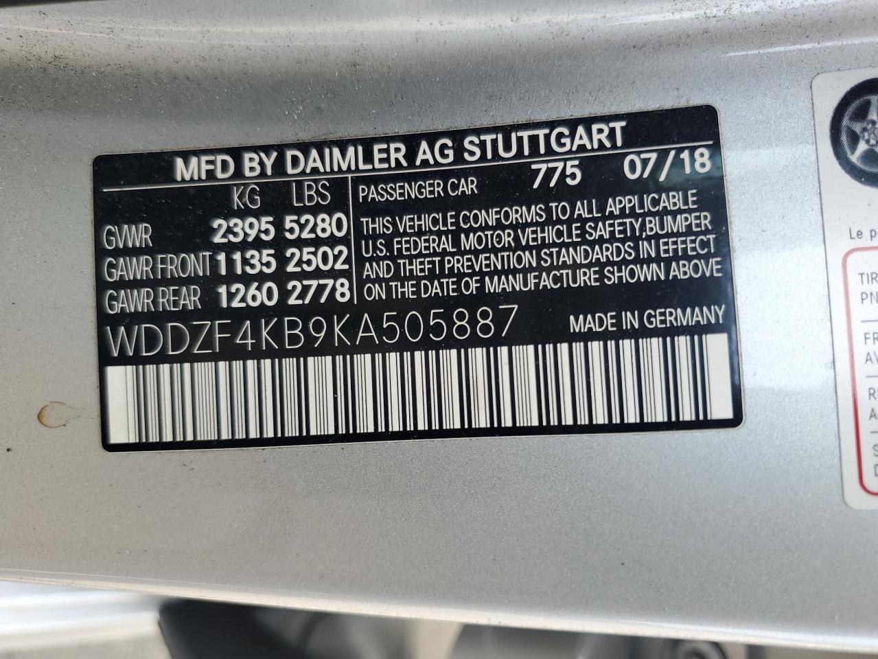 WDDZF4KB9KA505887 2019 Mercedes-Benz E 300 4Matic