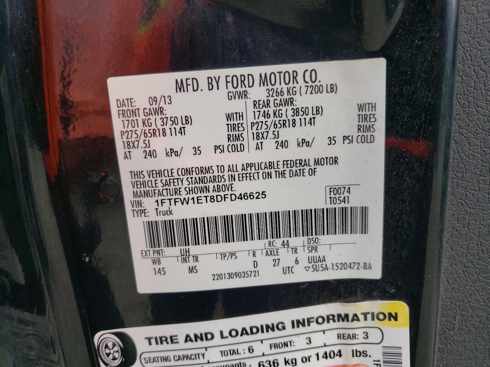 2013 Ford F150 Supercrew vin: 1FTFW1ET8DFD46625