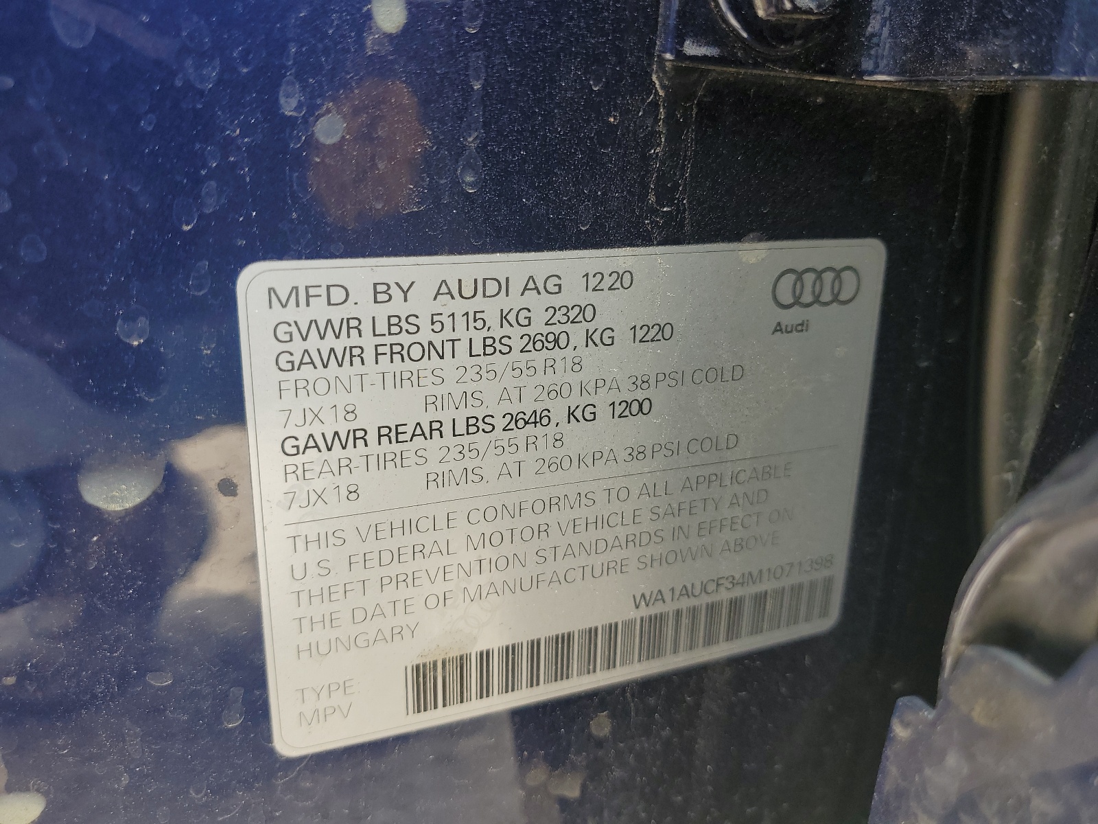 WA1AUCF34M1071398 2021 Audi Q3 Premium 40