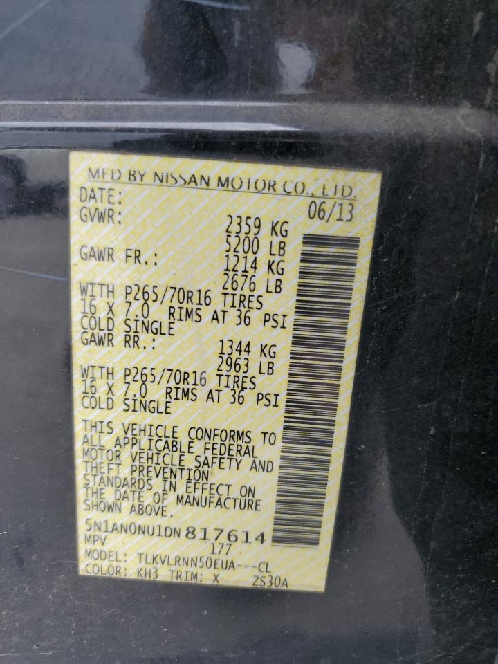 2013 Nissan Xterra X VIN: 5N1AN0NU1DN817614 Lot: 64011564