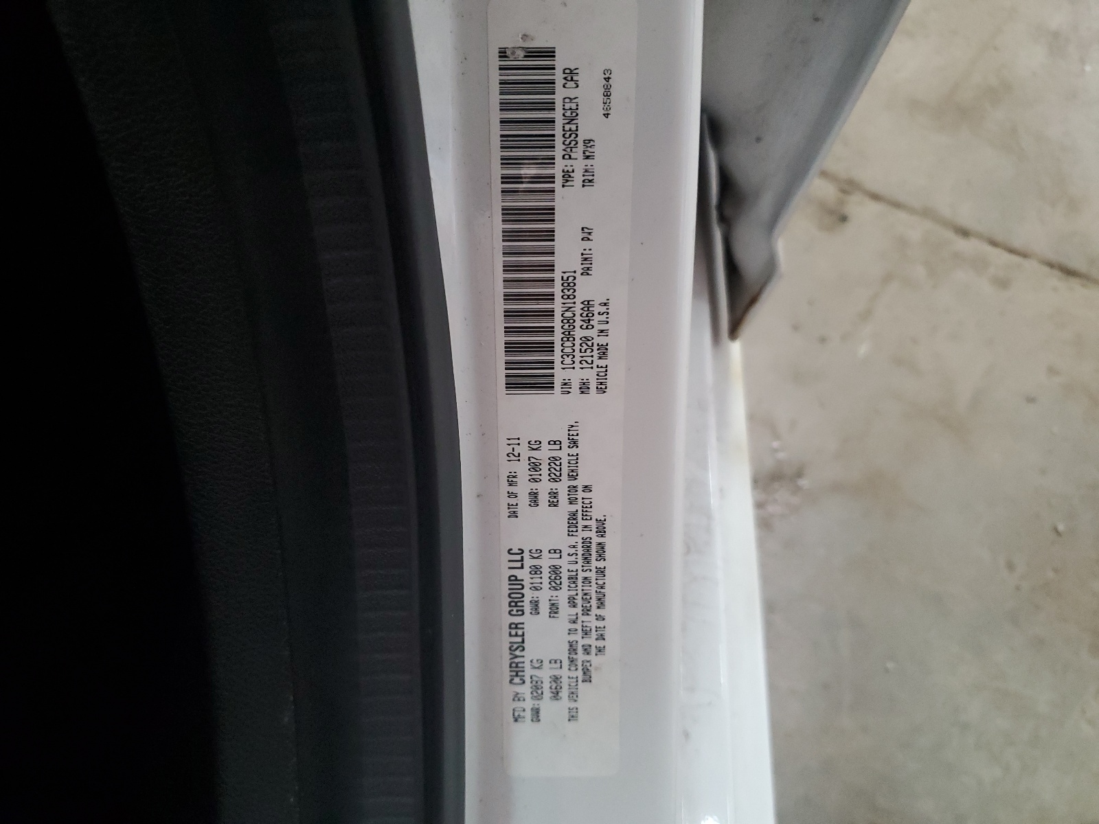 1C3CCBAG8CN183851 2012 Chrysler 200 Lx