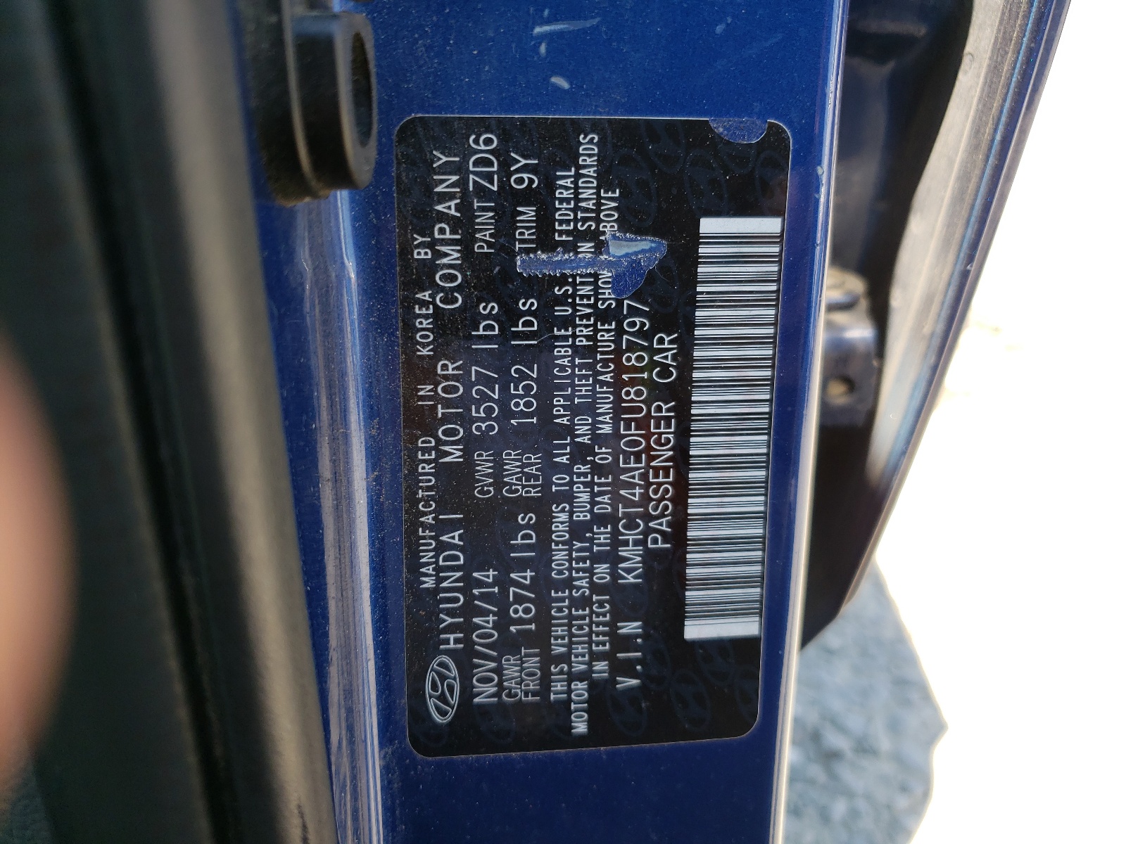 KMHCT4AE0FU818797 2015 Hyundai Accent Gls