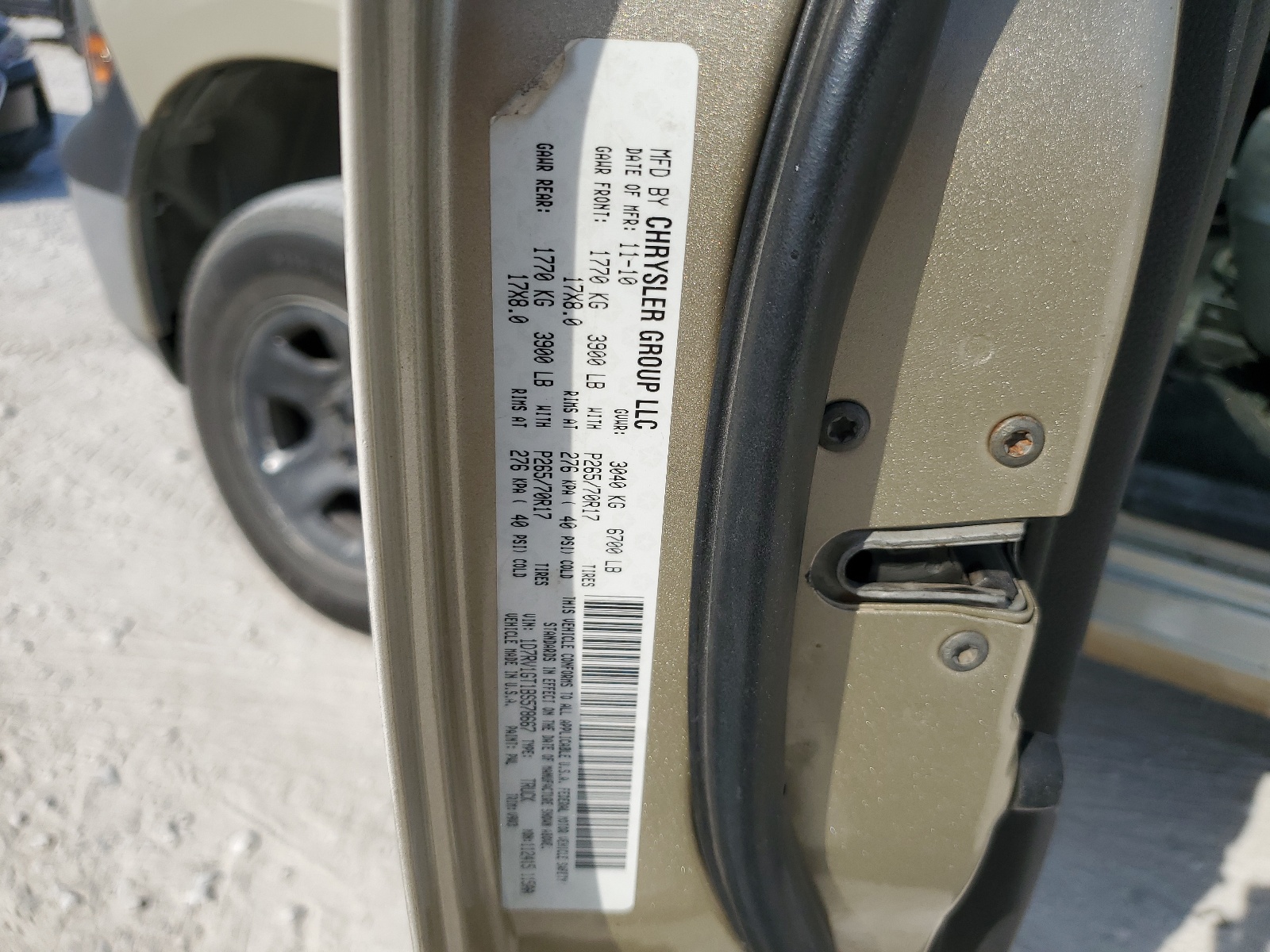 1D7RV1GT1BS578667 2011 Dodge Ram 1500