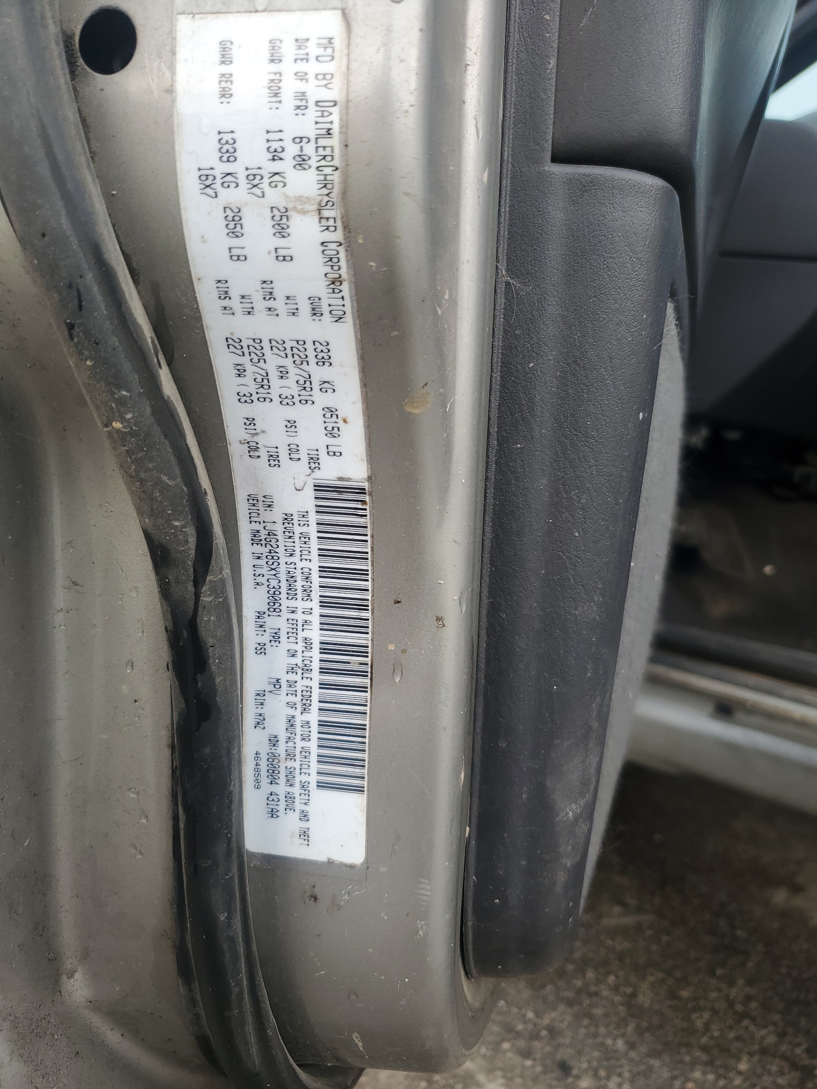 1J4G248SXYC390681 2000 Jeep Grand Cherokee Laredo