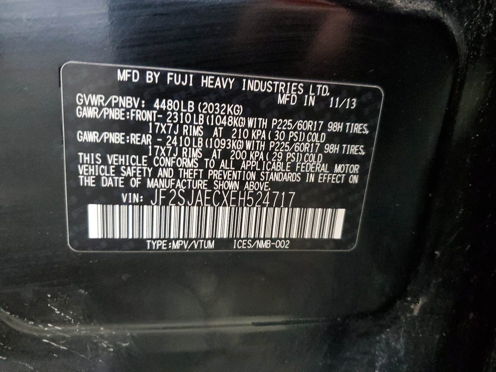 JF2SJAECXEH524717 2014 Subaru Forester 2.5I Premium