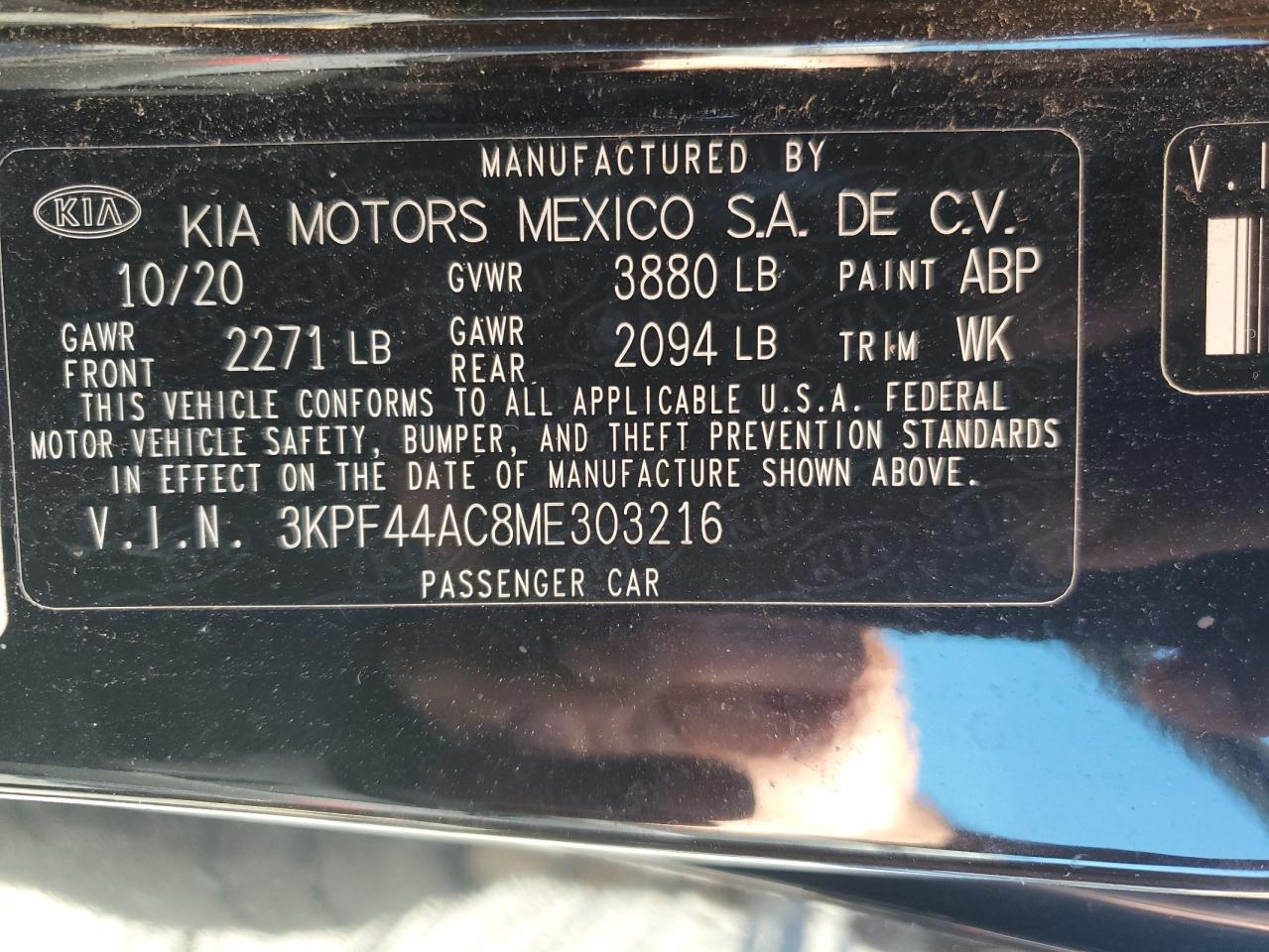 2021 Kia Forte Gt VIN: 3KPF44AC8ME303216 Lot: 62252834