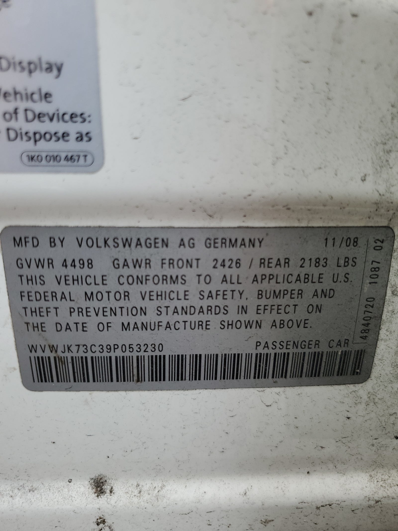 WVWJK73C39P053230 2009 Volkswagen Passat Turbo