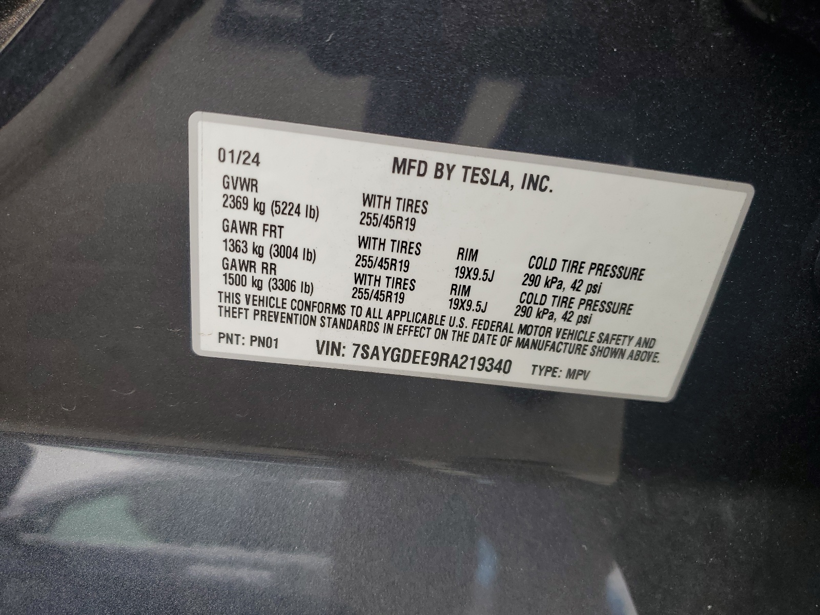 7SAYGDEE9RA219340 2024 Tesla Model Y