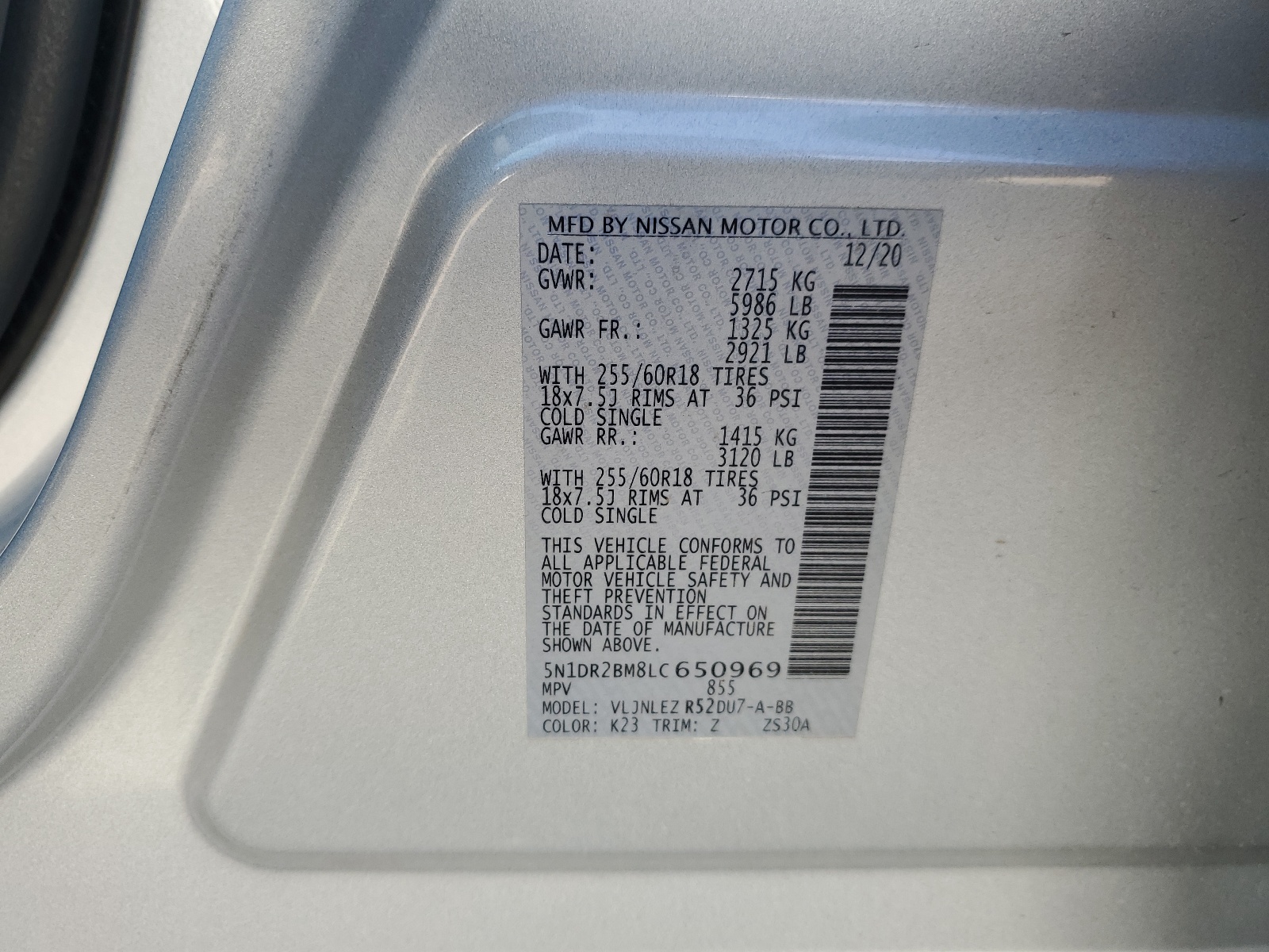 5N1DR2BM8LC650969 2020 Nissan Pathfinder Sv