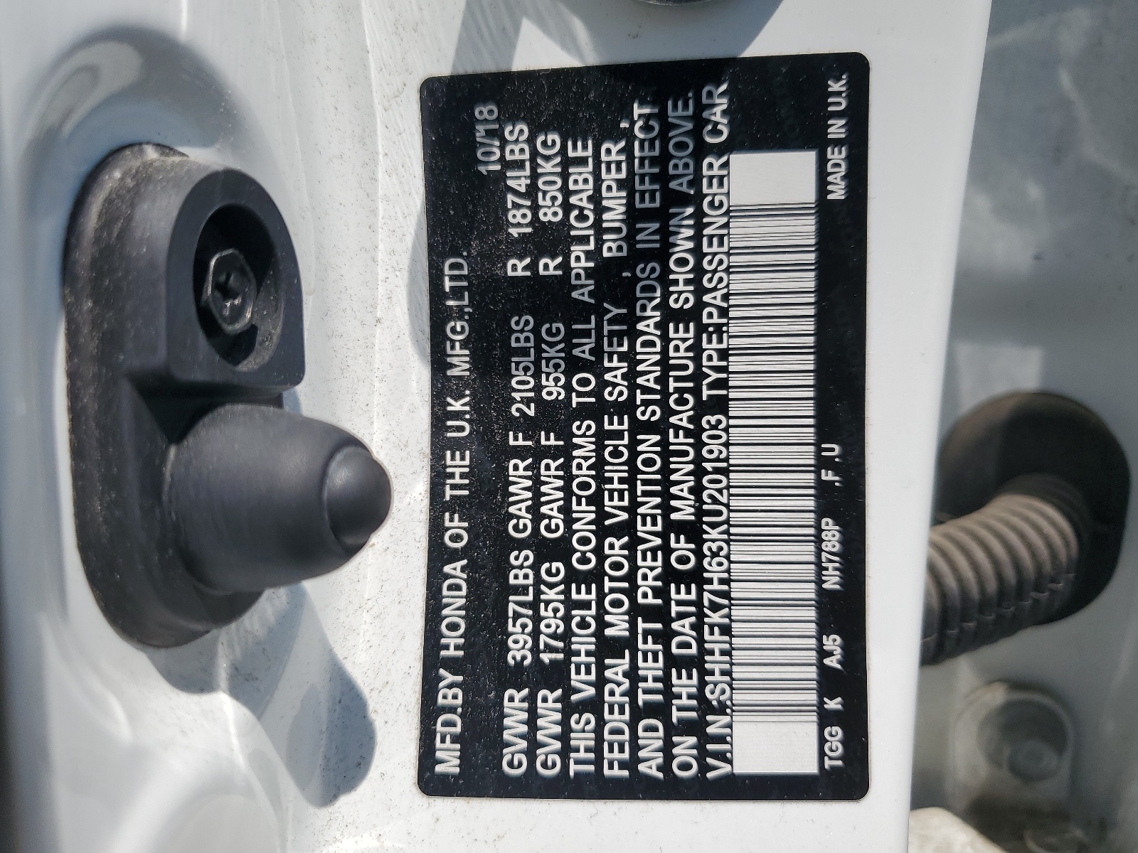 SHHFK7H63KU201903 2019 Honda Civic Ex