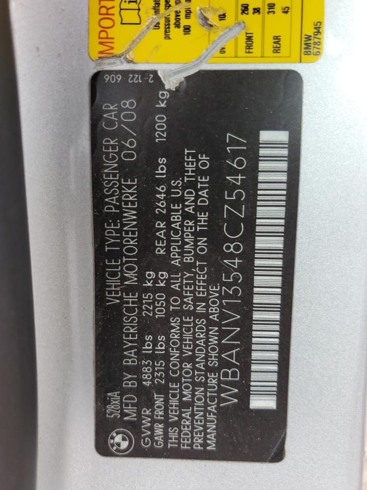 2008 BMW 528 Xi VIN: WBANV13548CZ54617 Lot: 64463294