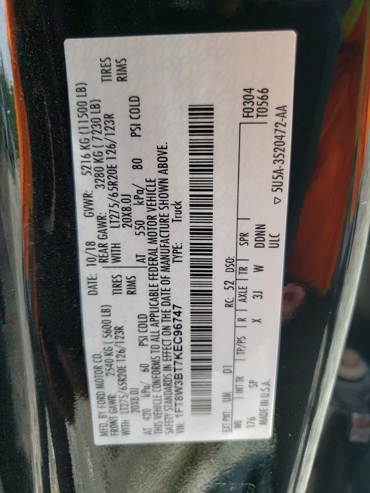 2019 Ford F350 Super Duty VIN: 1FT8W3BT7KEC96747 Lot: 64616914