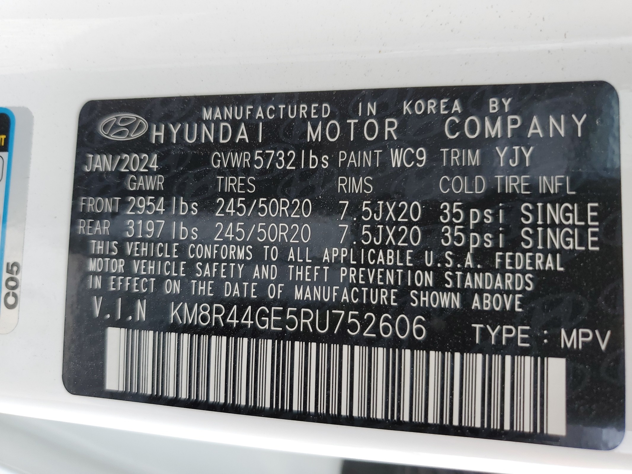 KM8R44GE5RU752606 2024 Hyundai Palisade Sel Premium